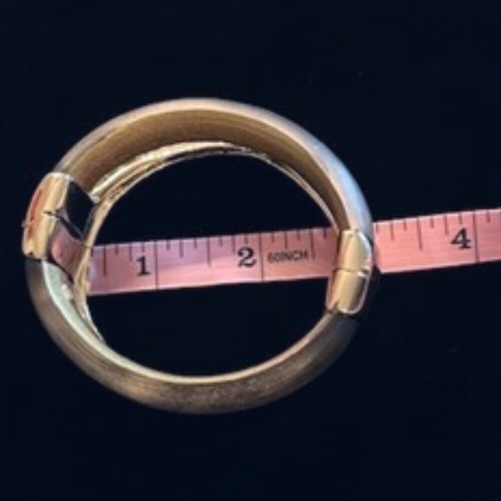 Alexis Bittar Double Stack Gold-Tone and Black Lucite Hinge Bracelet Bangle-NWOT - Picture 4 of 9